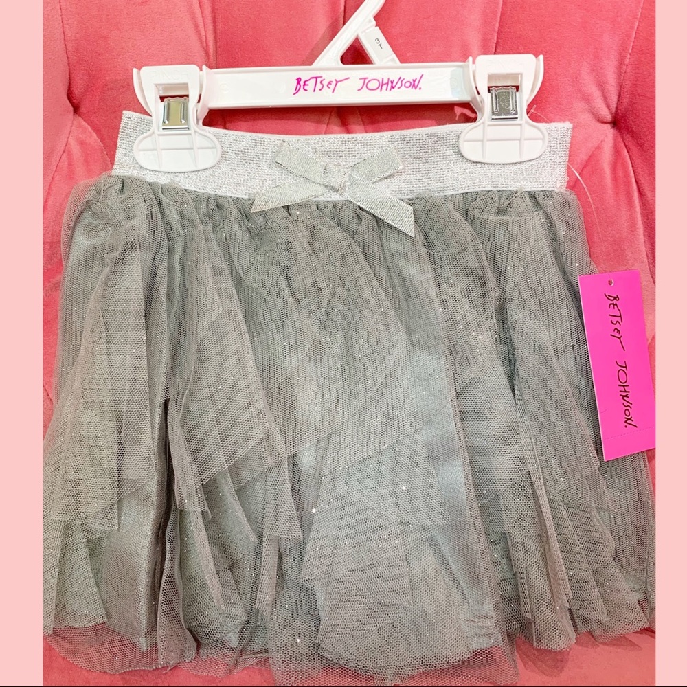 ✨Betsey Johnson Silver Glittered Girls Tutu Skirt✨